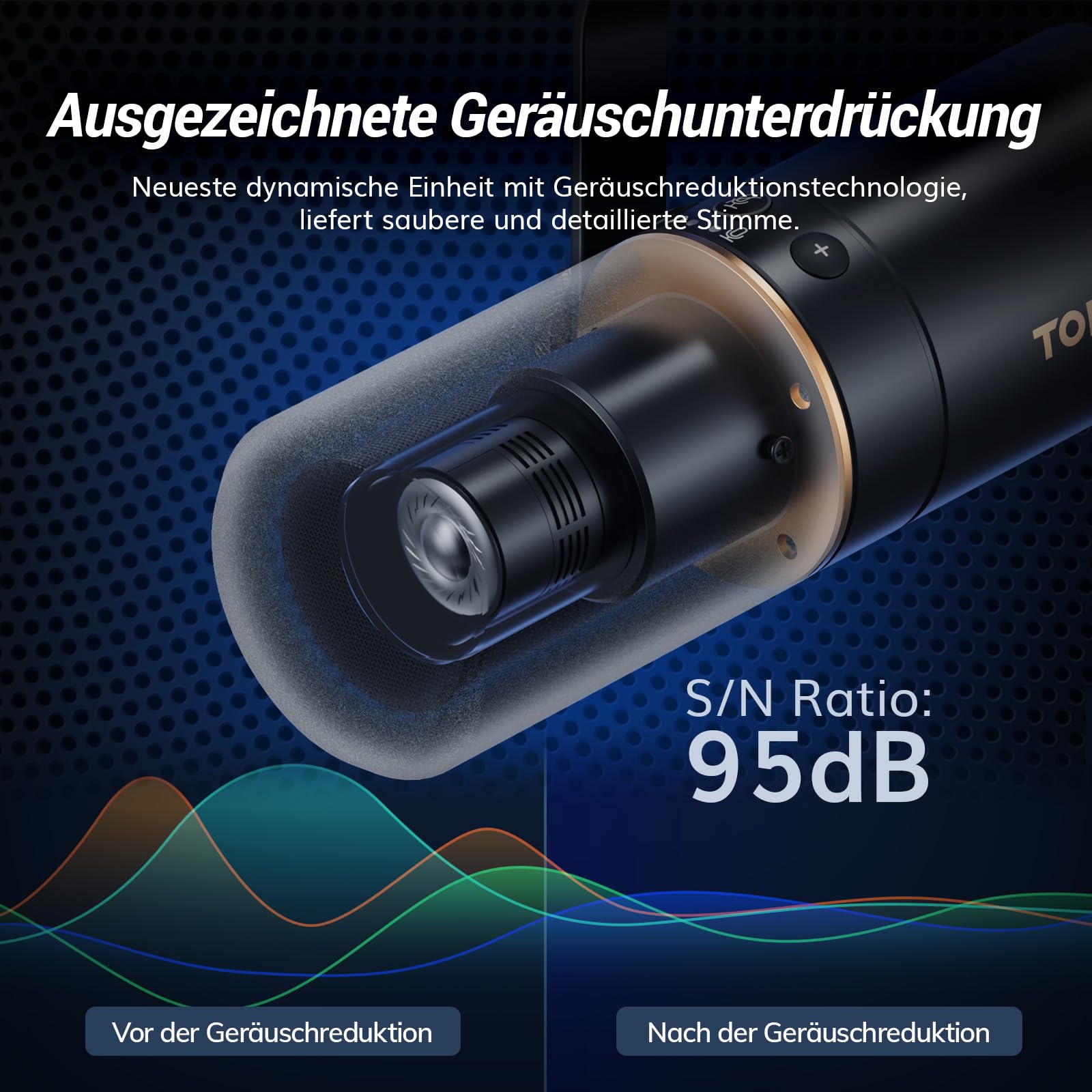 TONOR Dynamisches Microphone mit XLR/USB Kabel, Mikro PC mit Mute Button, Vocal Mic Gesangsmikrofon für Podcast, Streaming, Gaming, Studio und Aufnahme, mit Hight Profile Mikrofonarm, Schwarz, TD510+