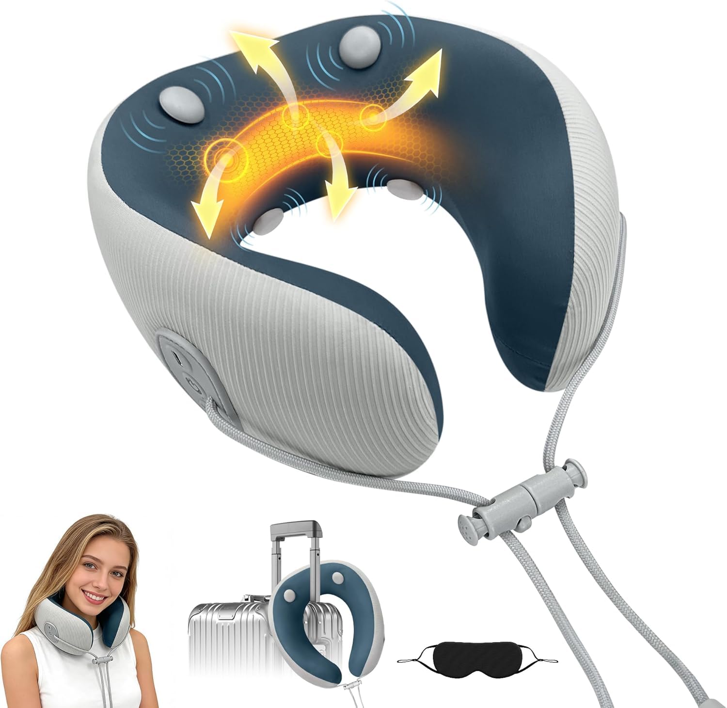 Photo 1 of [DIRTY & USED] Medicane Neck Travel Pillow with Massage, Neck Pillows with Heat & Gentle Vibration Massage with Ergonomic Foam, Perfect for Airplane, Car, Office, Home, Pain Relief,Sleeping,Traveling,Long Flight