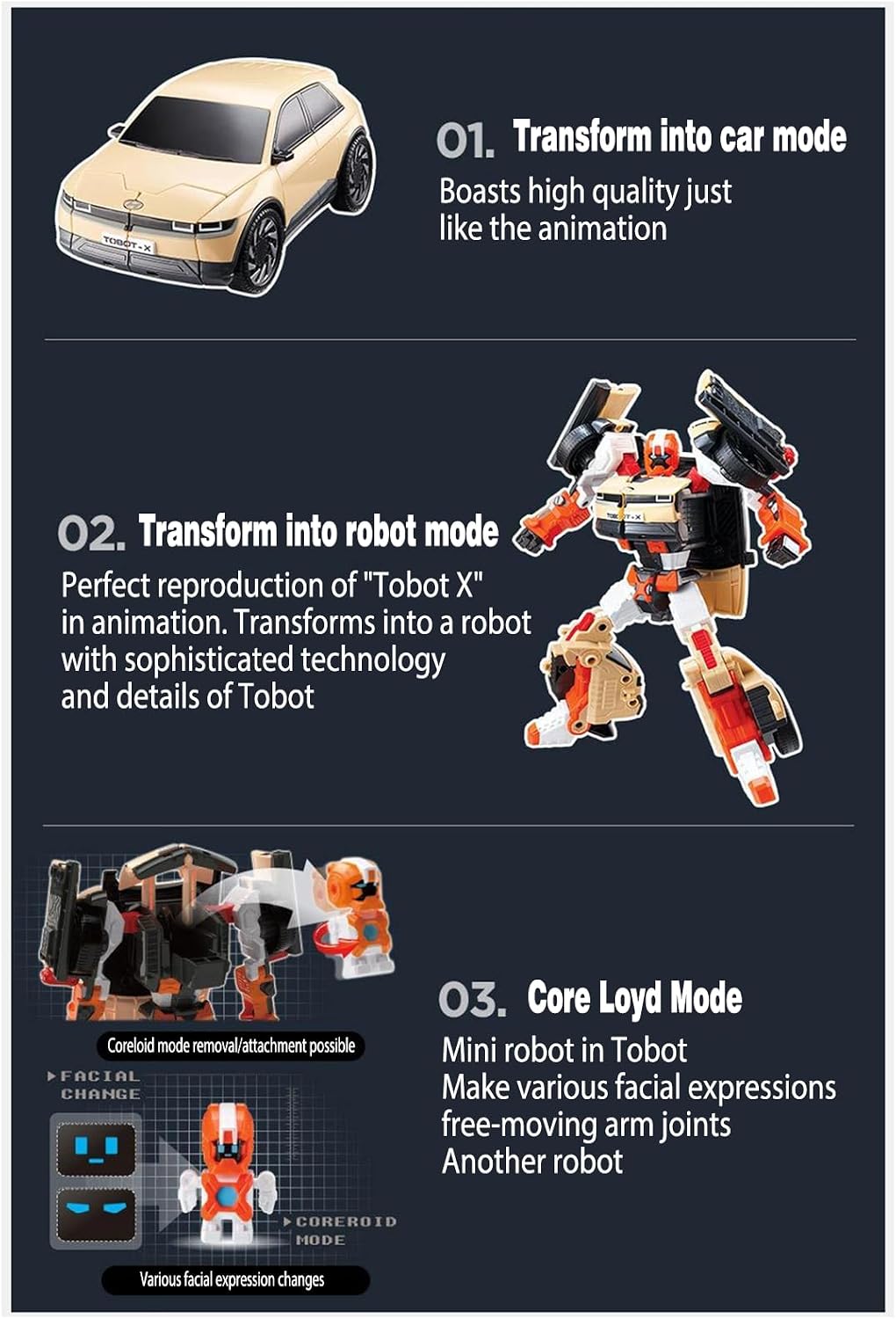 New Edition X(IONIQ5) Y(Hyundai Avante) Z(Hyundai STARIA Van) Transforming Robot Car Power Sword X Y