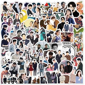 64Pcs Kdrama Merch Stickers Pack, Kpop Album Idol Poster Vinyl Waterproof Decals for Water Bottle,Laptop,Phone,Skateboard,Scrapbooking,Journaling Choice for Adults Fans for Party Favor Decor