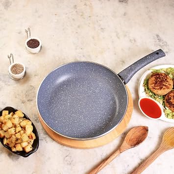 Wonderchef Granite Forged Non-Stick and PFOA-Free Aluminum Fry Pan Skillet Tawa, 20cm Pan, Gray