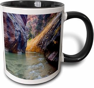 3dRose Utah, Zion National Park - The Narrows of the Virgin River. 11oz Two-Tone Black Mug