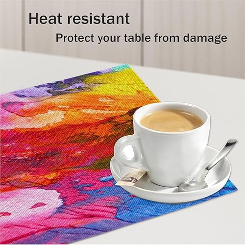 Miniatura 5 de Juego de 4 manteles individuales de decoración abstracta, lavables, impermeables, para fiestas, hogar, comedor, 18 x 12 pulgadas