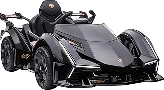 Aosom 12V Electric Ride-on Car, Licensed Lamborghini V12 Vision Gran Turismo Battery-Powered Ride-on Toy with Remote Control, Music, LED Lights, for 3-6 Year Old Boys and Girls, Black