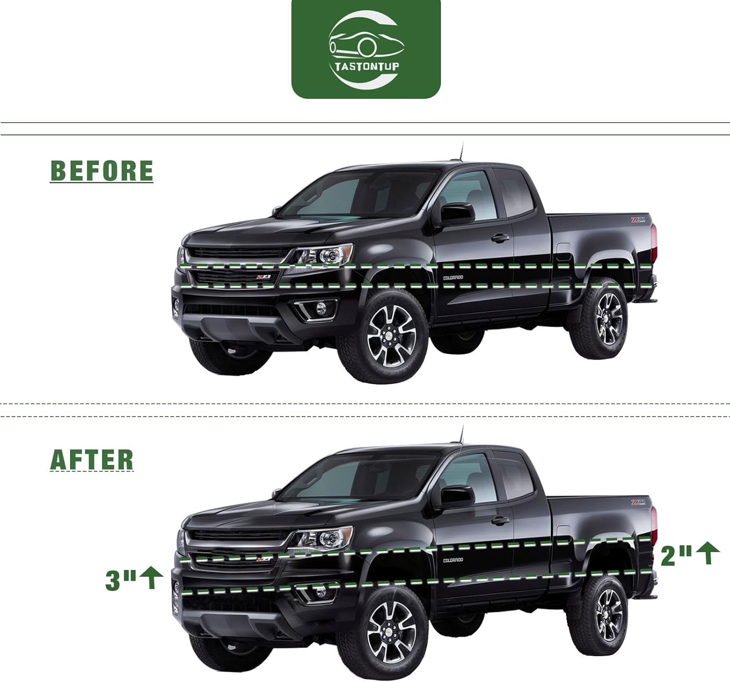 3'' Front 2'' Rear Leveling Lift Kit for 2007-2024 Chevy Silverado/GMC Sierra 1500 2WD 4WD, 3 Inch Front and 2 Inch Rear Strut Spacer Suspension Lift Kits Lift Spacers