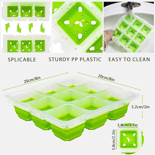 Miniatura 3 de Bandeja de inicio de semillas, bandejas reutilizables para semillas con células flexibles emergentes, 9 celdas grandes, sin BPA y aptas para