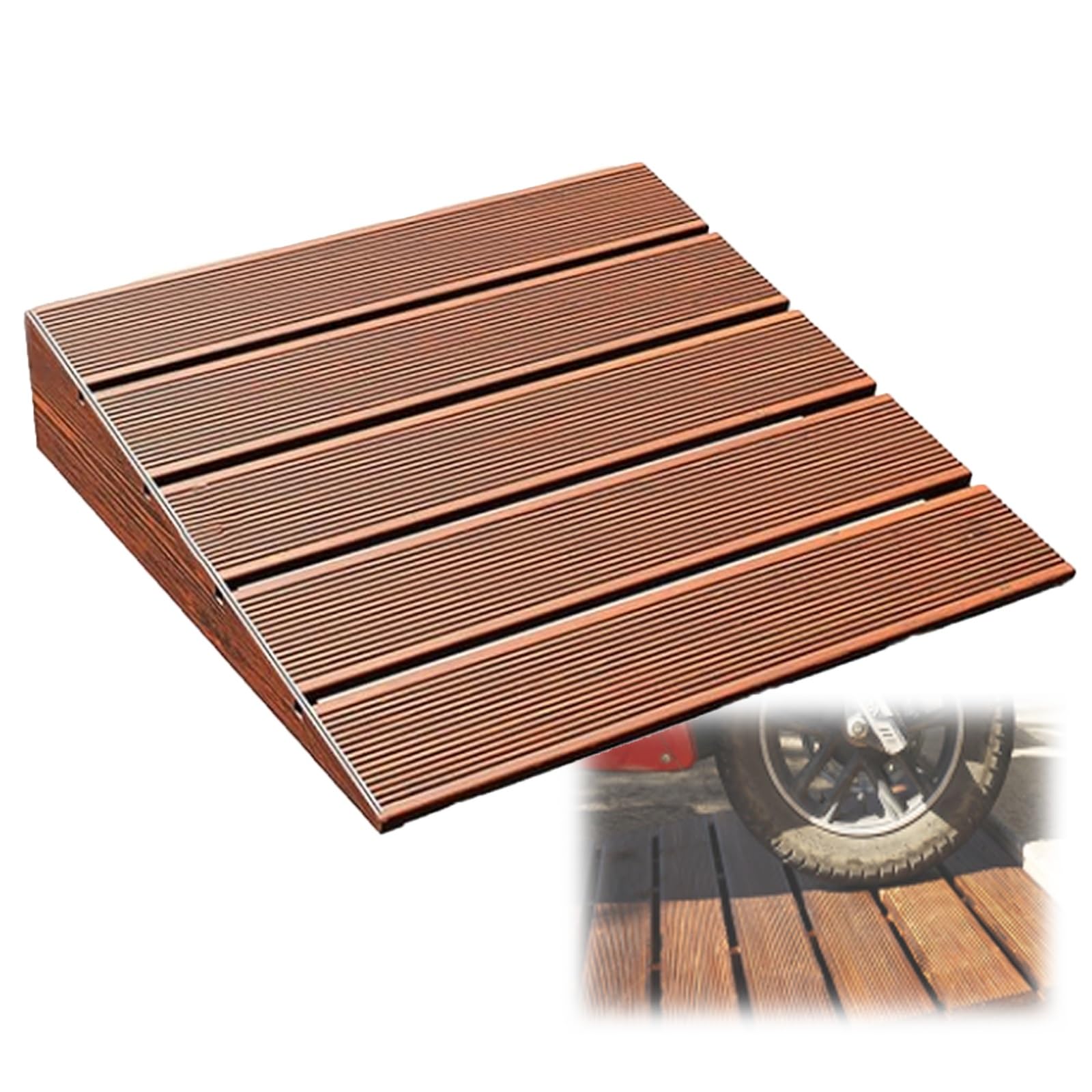 Rampe di Soglia in Legno, Rampe Antiscivolo per Porte, Gradini Resistenti per Sedie a Rotelle, Auto, Biciclette e Scooter per Disabili(70x60x15cm/27.6x24x5.9in)