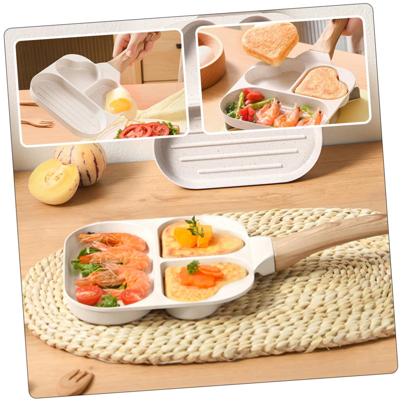 Mipcase Padella Multifunzione in Padella per Uova Antiaderente Accessori per Uova Facile da Pulire e Riporre