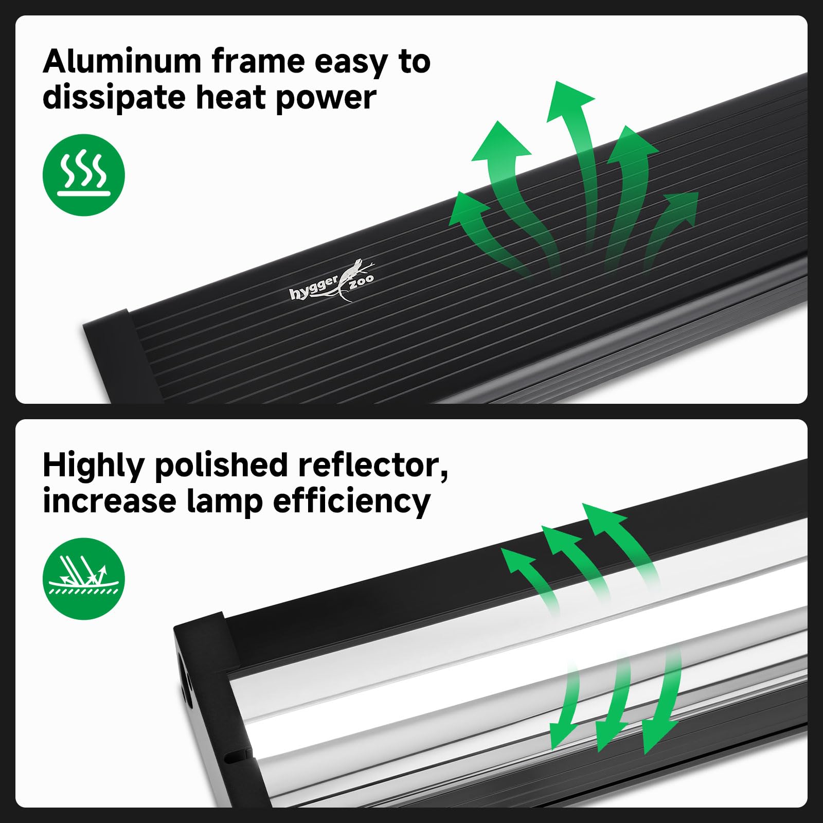 T5 UVB Reptile Light Fixture Upgrade Square HO UVB Bulb Lighting Combo Kit 10.0 UVB Light for Reptiles Terrarium Fluorescent 8W Reptile Light Bar UVA UVB Desert Lamp for Bearded Dragon Turtle Tank - image 6