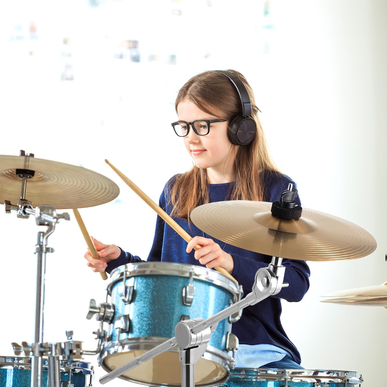 Vaguelly 10 piatti Splash + supporto per bacino in acciaio Edeal, batteria Cymbal Set Up