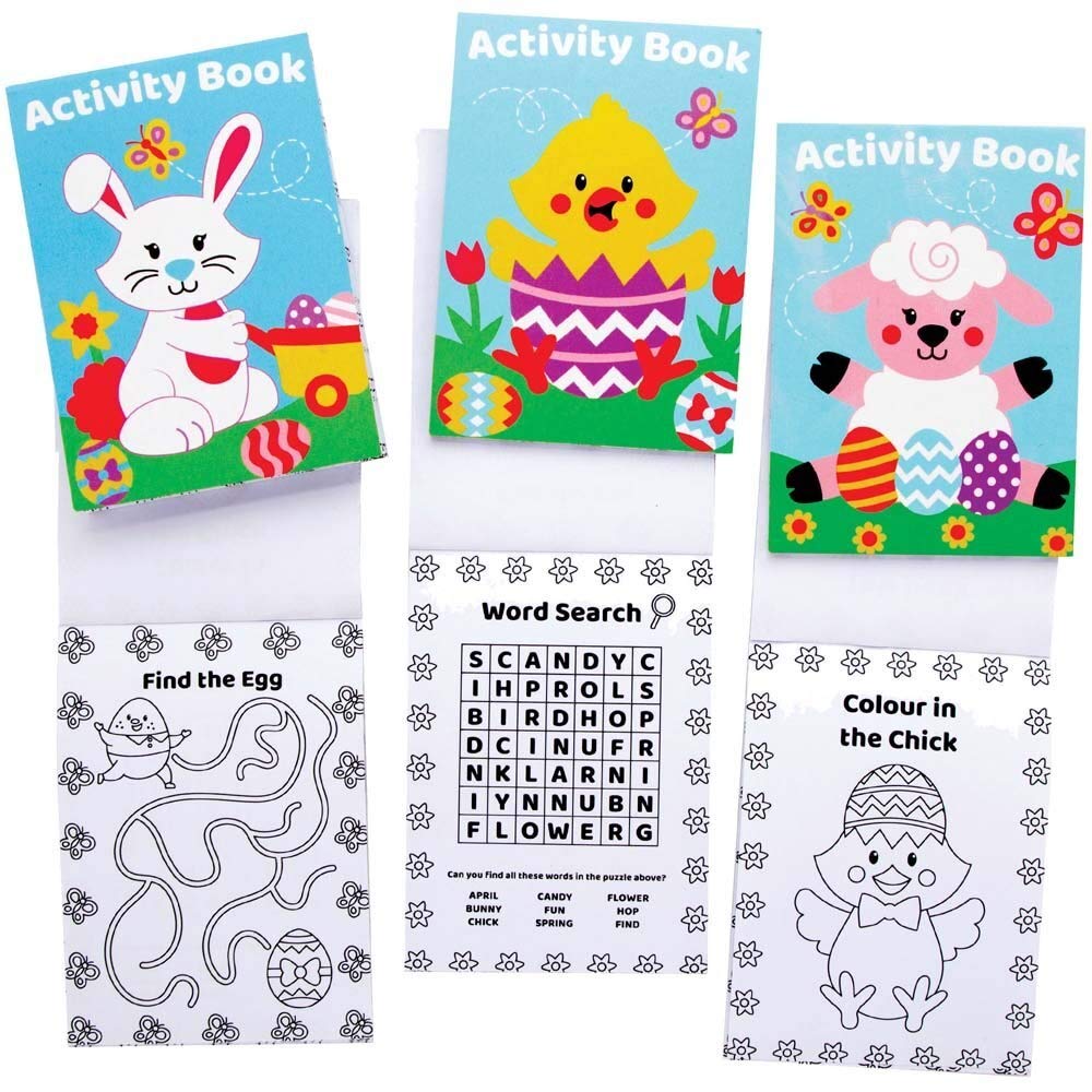 Baker Ross Easter Mini Actvity Books - Pack of 12, Includes Puzzles, Dot to Dot and Colouring Pages for Kids