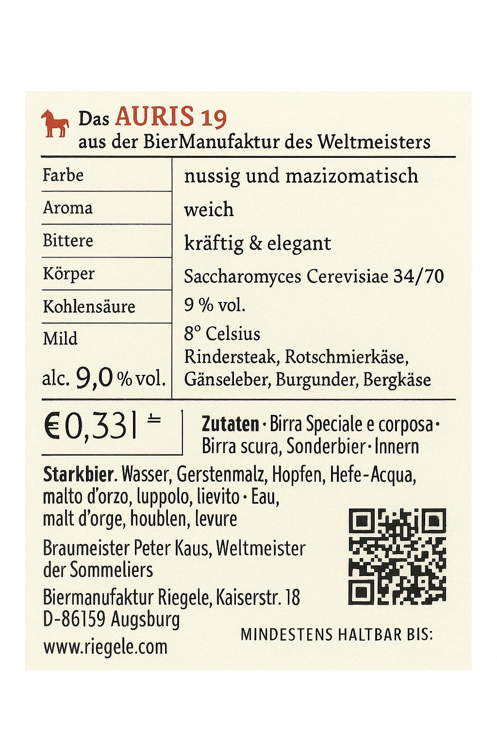Riegele Geschenkbox Auris 19 - Goldenes Feuer - Das malzige Starkbier, Craft Beer aus Bayern (8 x 0,33l)