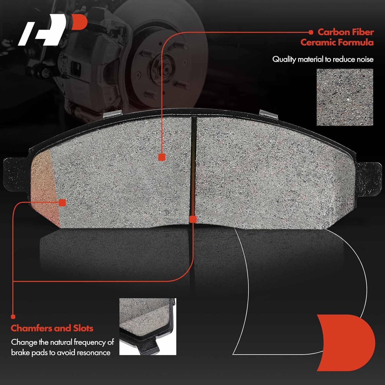 A-Premium Front Ceramic Brake Pads Set Compatible with Nissan and Suzuki Models - Frontier 2005-2019, Pathfinder 2005-2012, Xterra 2005-2015, Equator 2009-2012, with Hardware, 4-Pack