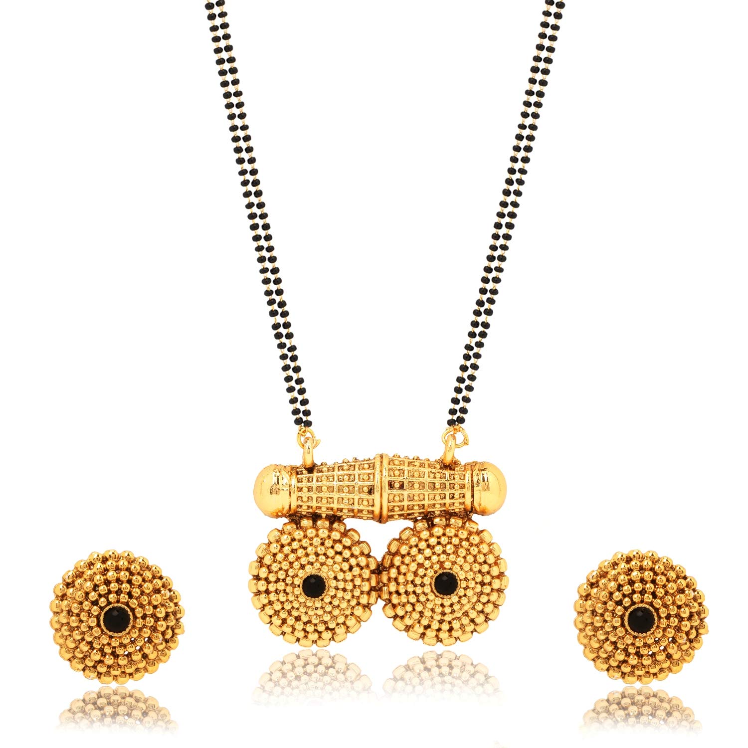 Parna Gold Plated Traditional Maharashtrian Jewellery Marathi Vati Black Beads Chain Long Wati Mangalsutra for Women with Golden Earrings (24 Inch) (B08LZ2WFZ6) Amazon Price History, Amazon Price Tracker
