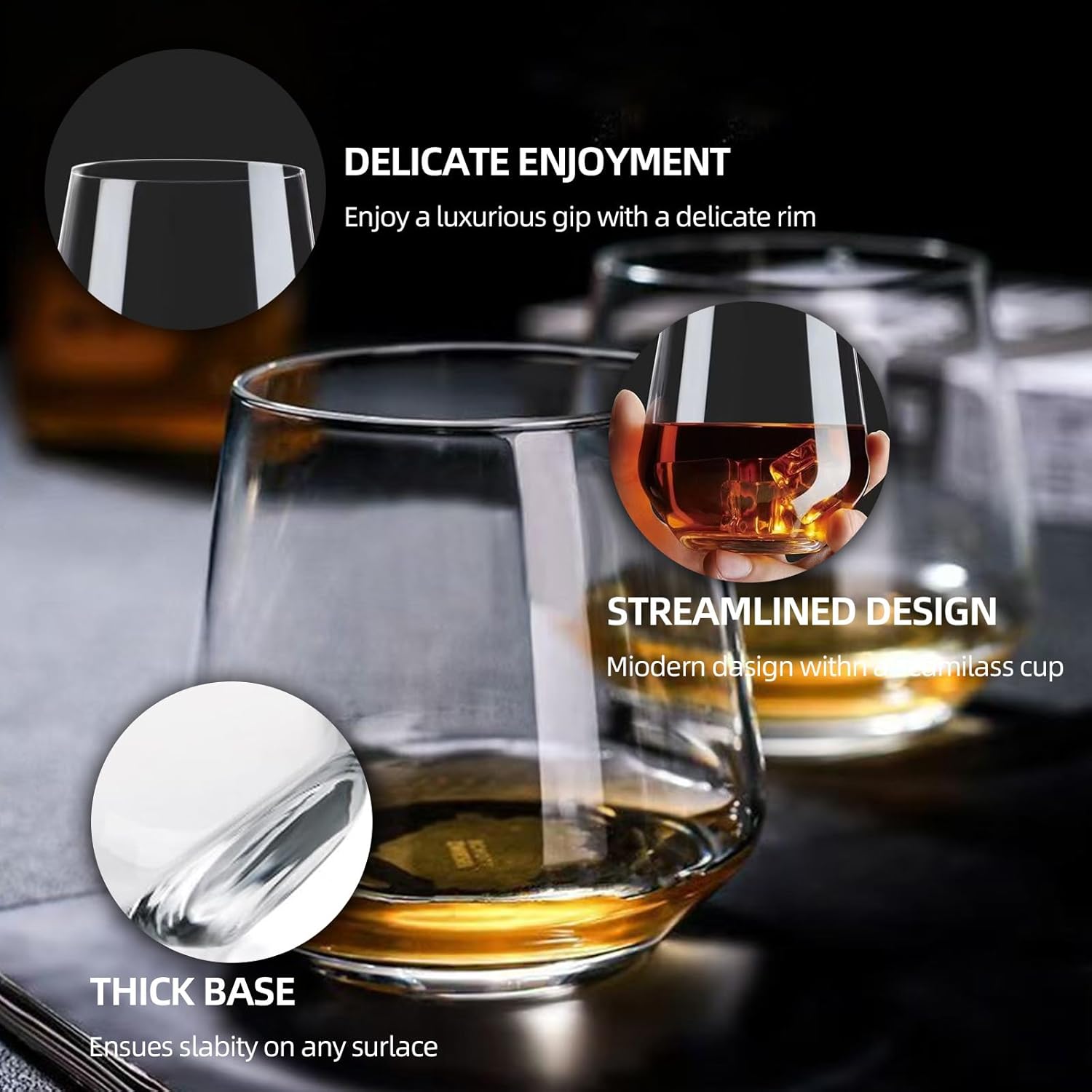 Stemless Wine Glasses Set of 4, 13.5oz, Crystal Clear Red White Wine Glasses for Daily Use, Lead-free, Dishwasher Safe, Glasses Drinking Set, Ideal for Home Bar, Parties & Gifts - Image 6