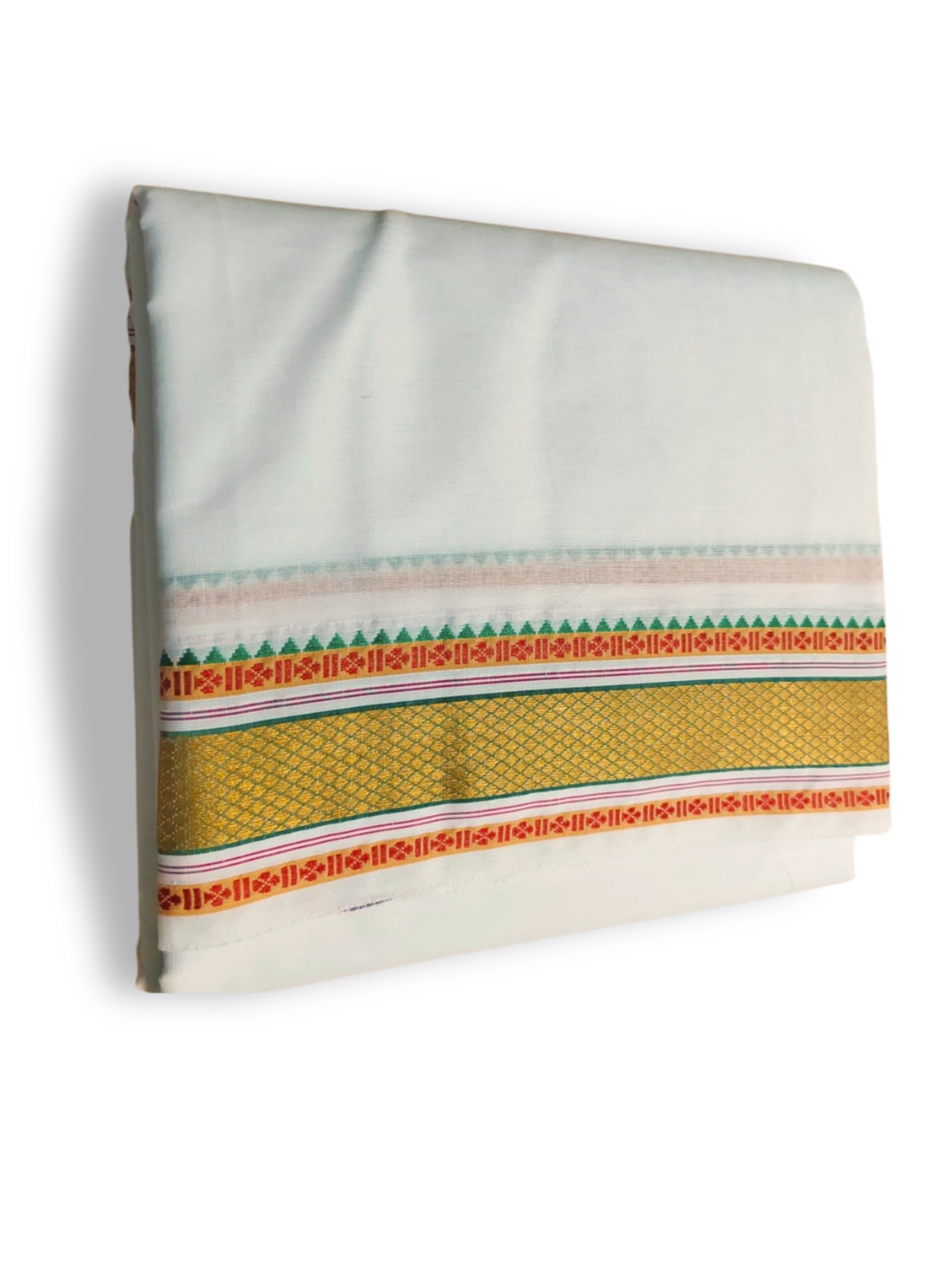 PRAKASAM COTTON Mens Panchakacham 9X5 Unbleached Cotton Dhoti and Towel set (Muthu Pet-010) Dhoti size 1.28x4.00 mtrs and towel Size1.28x2.20mtrs. Both attached together.-picture-1