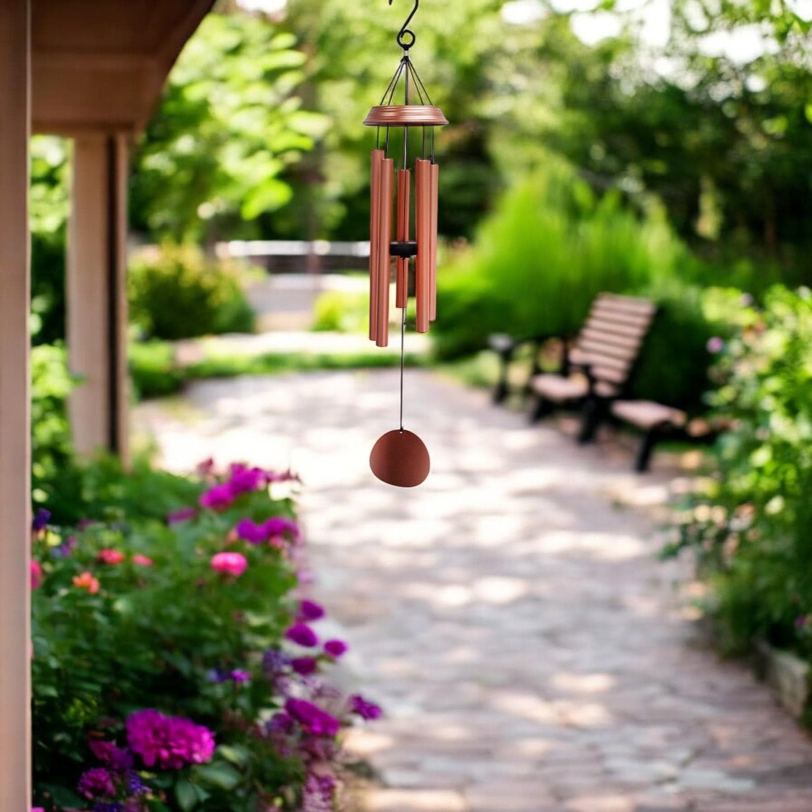 Epsom Door Handle Rose Gold Concerto Musical Wind Chime – Precision-Tuned Deep-Tone Metal Chimes | & Black | 28", 36", 40" For Garden, Patio, Home Décor (, 28")