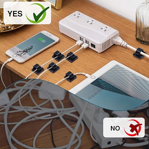 Miniatura 4 de 100 clips adhesivos para cables en la pared, organización de cables para TV, PC, laptop, cables Ethernet y escritorios (negro)
