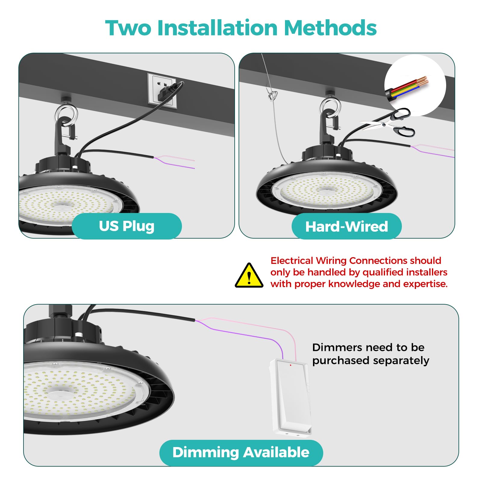 240W UFO LED High Bay Light 432000LM LED Shop Light 6000K Daylight 0-10V Dimming IP65 Waterproof Plug Play — view 6