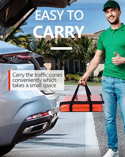Miniatura 4 de BATTIFE [Paquete de 2] Conos de seguridad de tráfico plegables de 36 pulgadas, conos naranjas, conos emergentes multiusos con collar reflectante