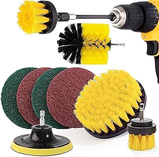 8 Pcs Power Drill Scrubber Brush Kit – All Purpose Cleaning Brushes &amp; Pads for Bathroom, Grout, Kitchen, Tub, Tile, Pool, ...