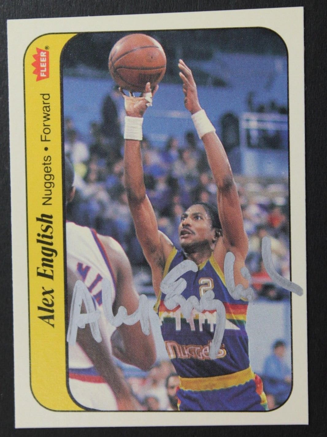 Alex English Denver Nuggets Signed 1986 Fleer #4 Autographed Basketball STICKER