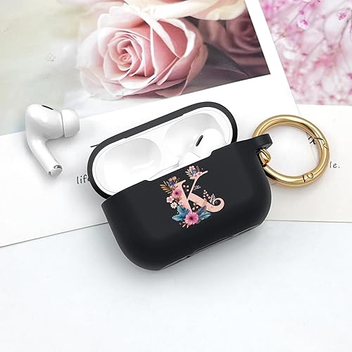 Miniatura 6 de Funda compatible con AirPods Pro 2, funda de silicona para AirPod Pro de 2 generación con símbolo de letras de flores, Airpods Pro con llavero