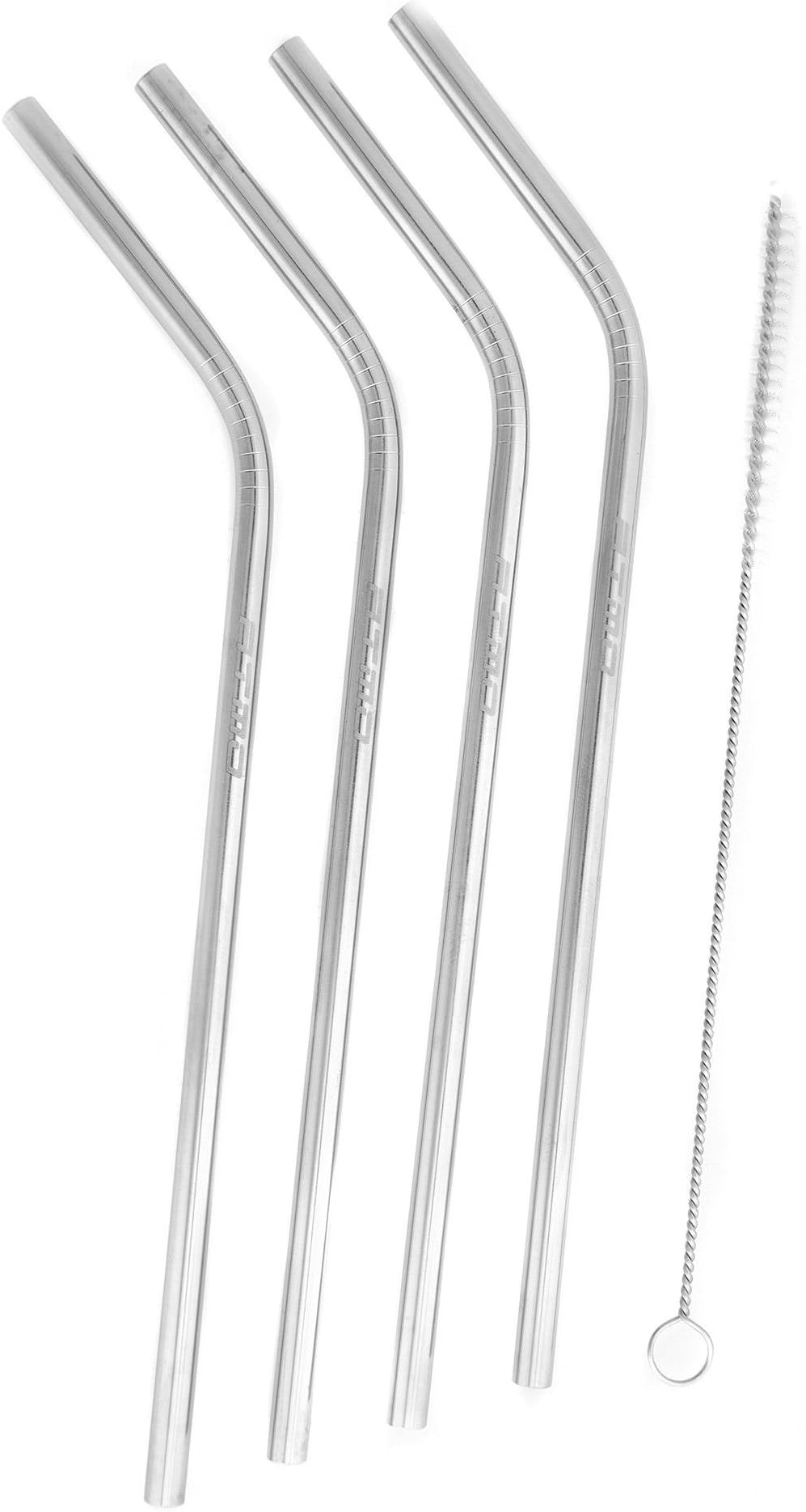ATMO Stainless Steel Premium Drinking Straws, Reusable, BPA Free and Eco-Friendly, Set of 4 with Free Cleaning Brush