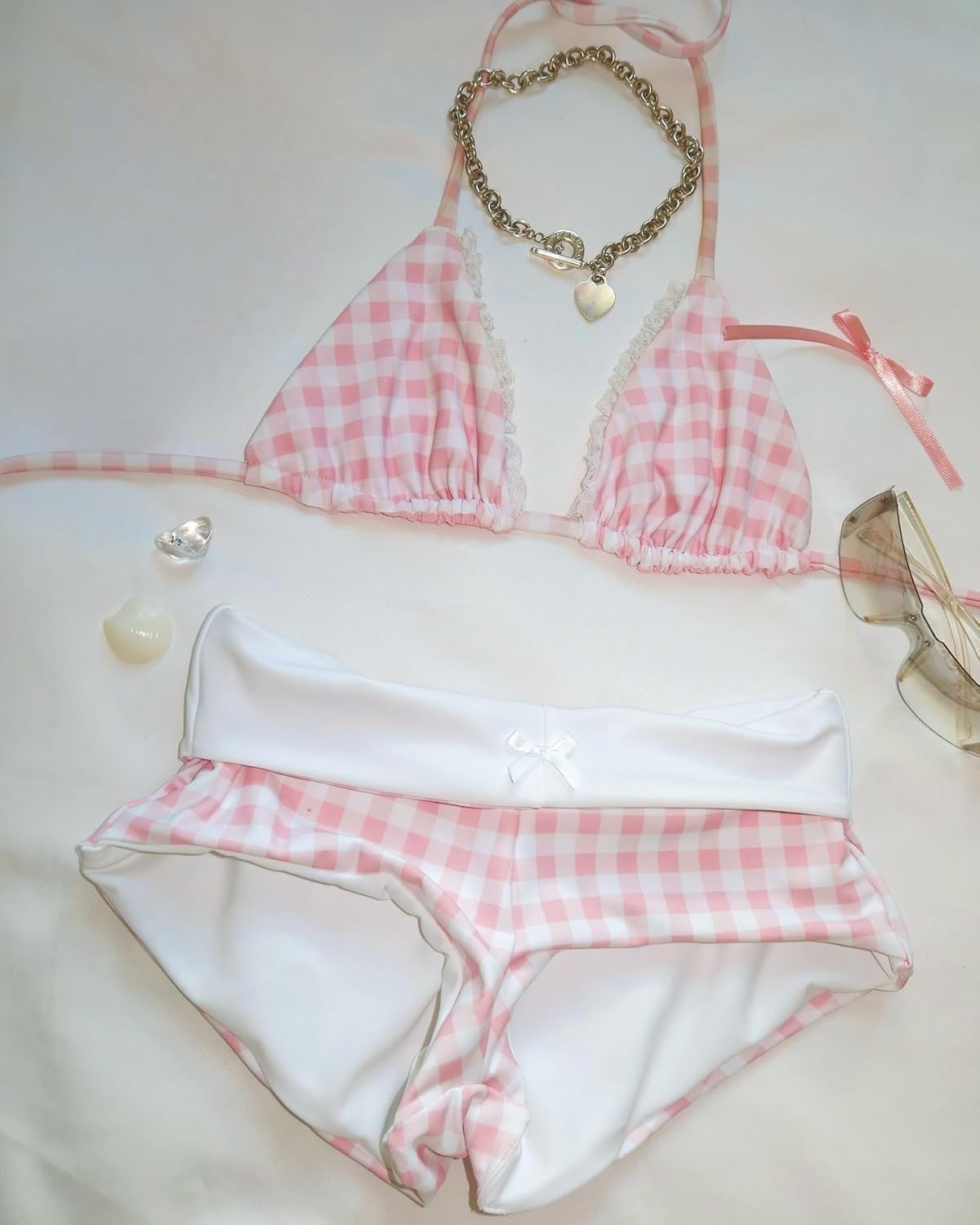 Women Halter Neck Triangle Bikini Sets Vintage Aesthetic Bathing Suits Summer Boy Shorts Swimsuit Y2k Swimwear - Image 4