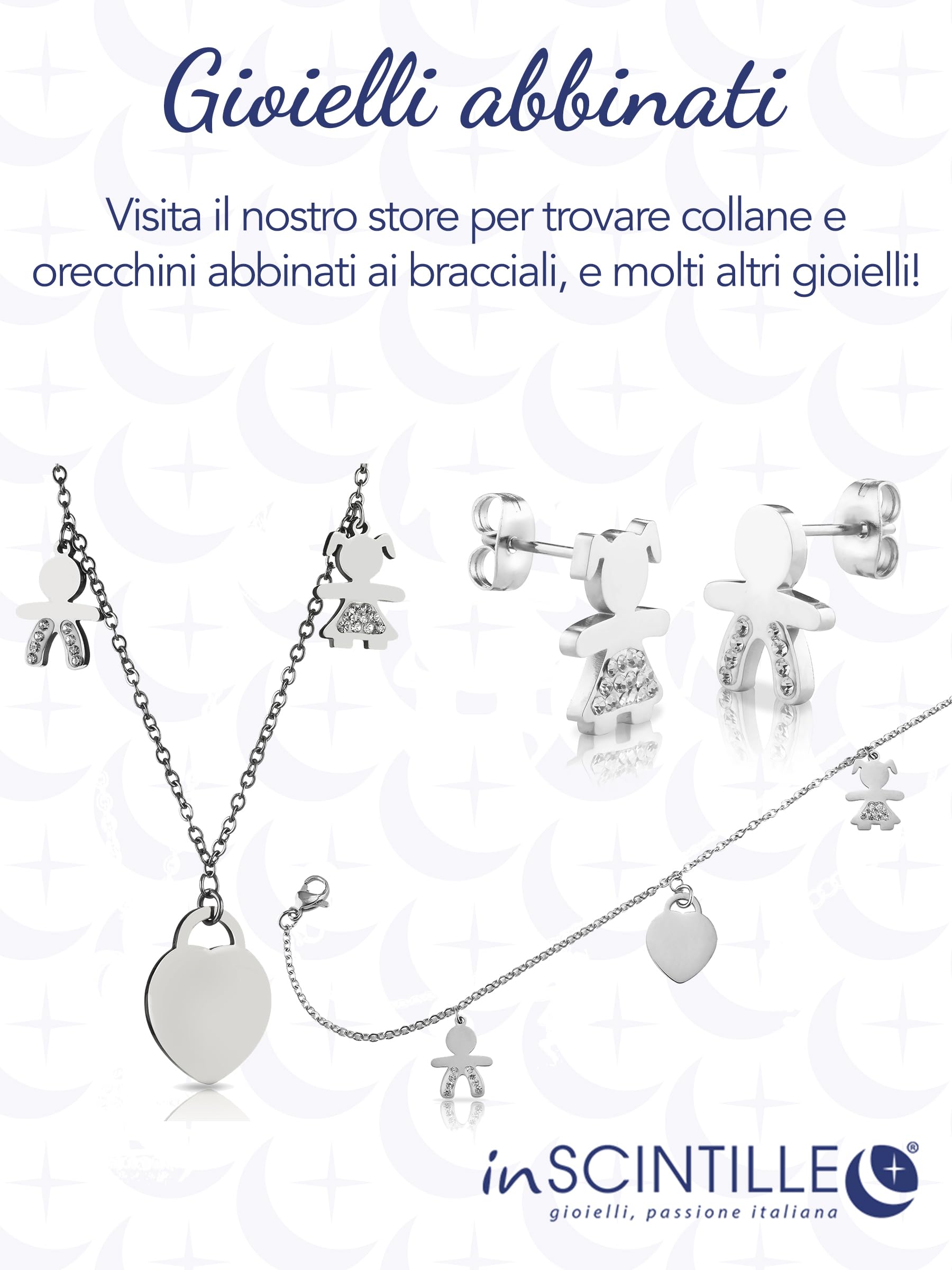 inSCINTILLE Collar Mujer en Acero Inoxidable con Colgante de Bebé y Cristales