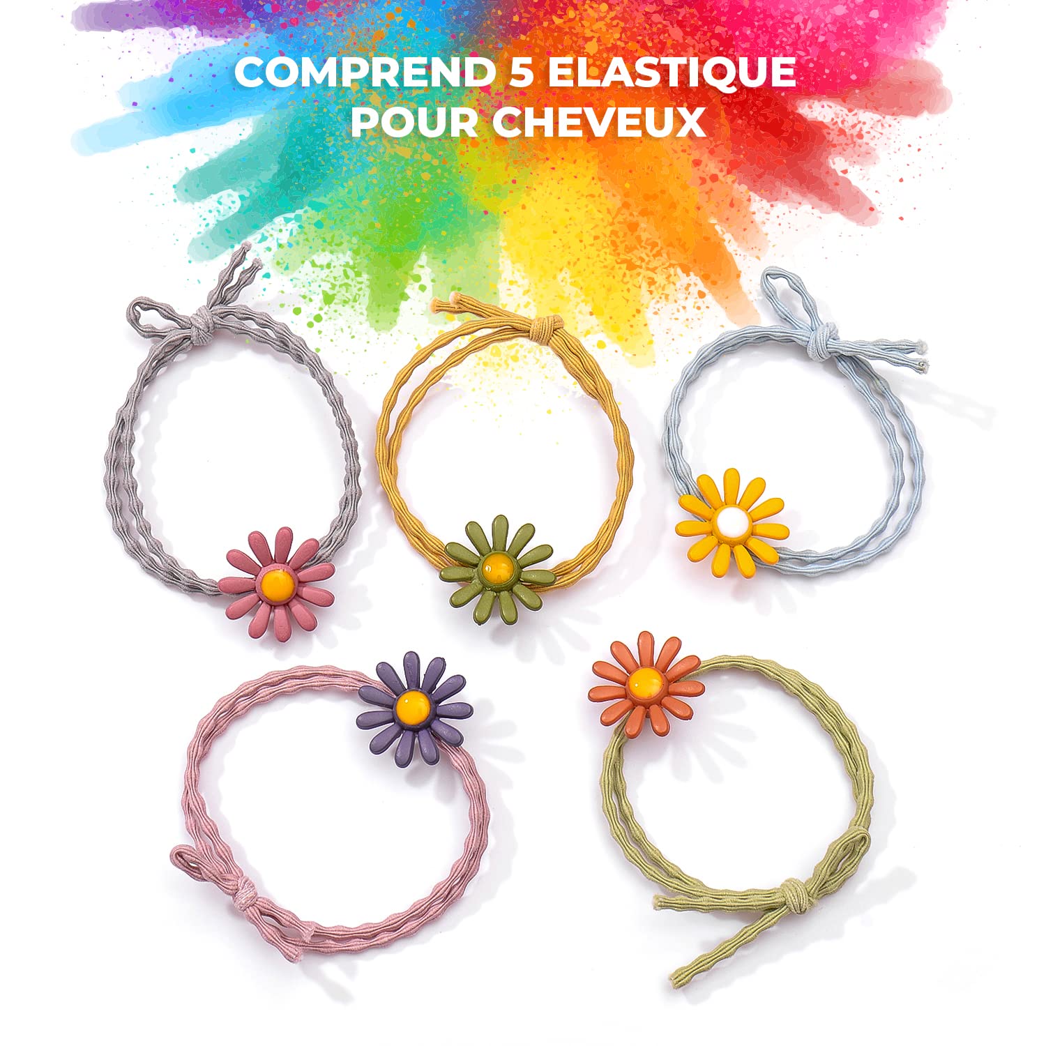 Magicat PEIGNE À CRAIE POUR CHEVEUX Set - 10 couleur de cheveux pour enfants et 5 élastiques I Pour anniversaire ou cadeaux pour filles I Couleur lavable I Accessoires de cheveux