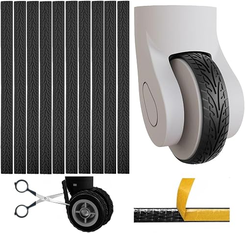 Luggage Wheels Covers Silicone, Suitcase Wheel Covers, Cuttable Silicone Luggage Wheel Protector, Silent Noise Reduction Shock for Spinner Wheel Suitcases or Office Chair Caster, P Black10x