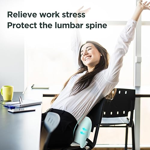 Vista 57 de Almohada de apoyo lumbar para silla de oficina, almohada lumbar de automóvil, alivio del dolor de espalda baja de espalda, cojín de espuma Negro