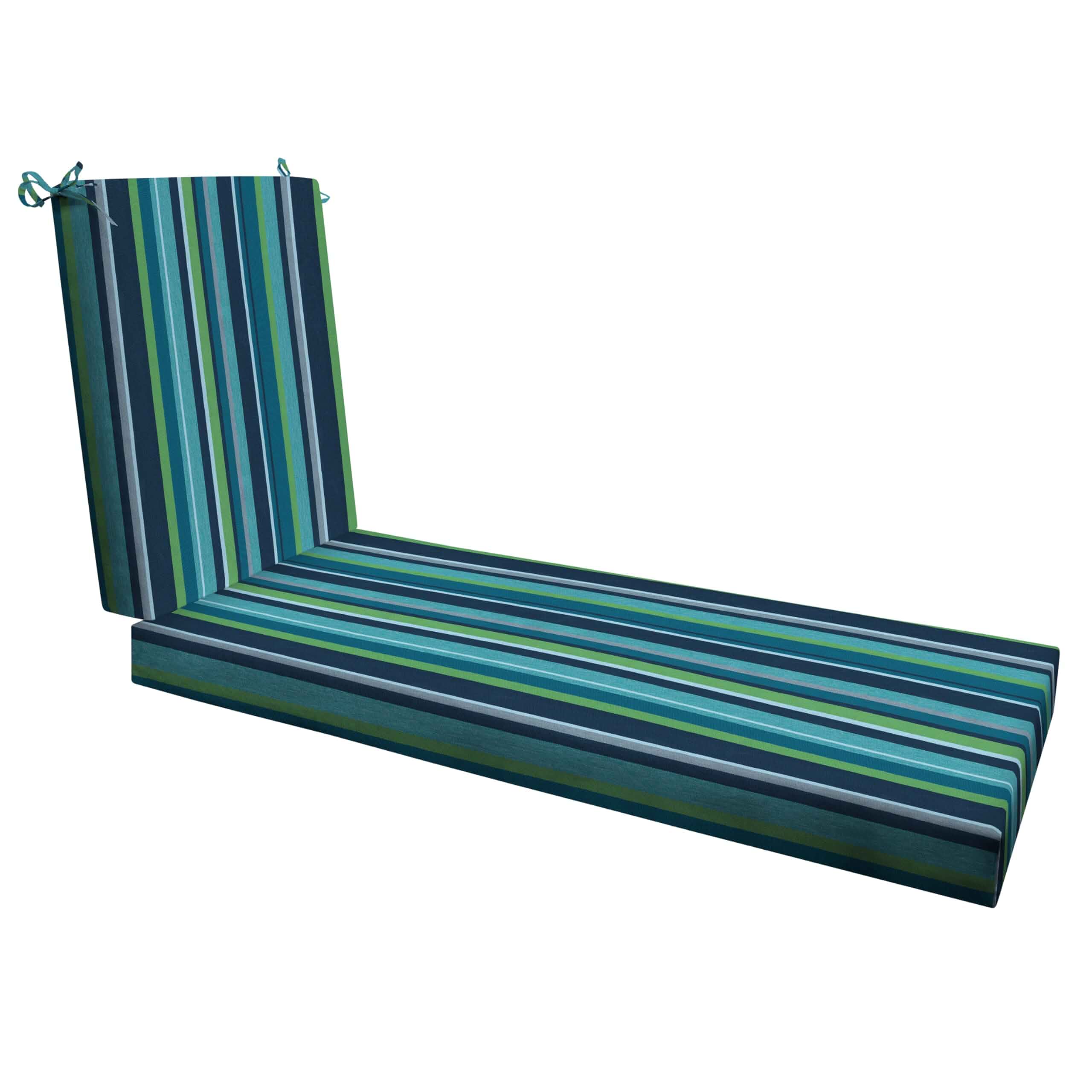 Honeycomb Outdoor Heritage Chaise Cushion for Patio Furniture, 23 x 75 Cabana Stripe Blue & White Chair Cushion, Water & Fade Resistant, Reversible Design, Removable Cover for Outdoor Furniture