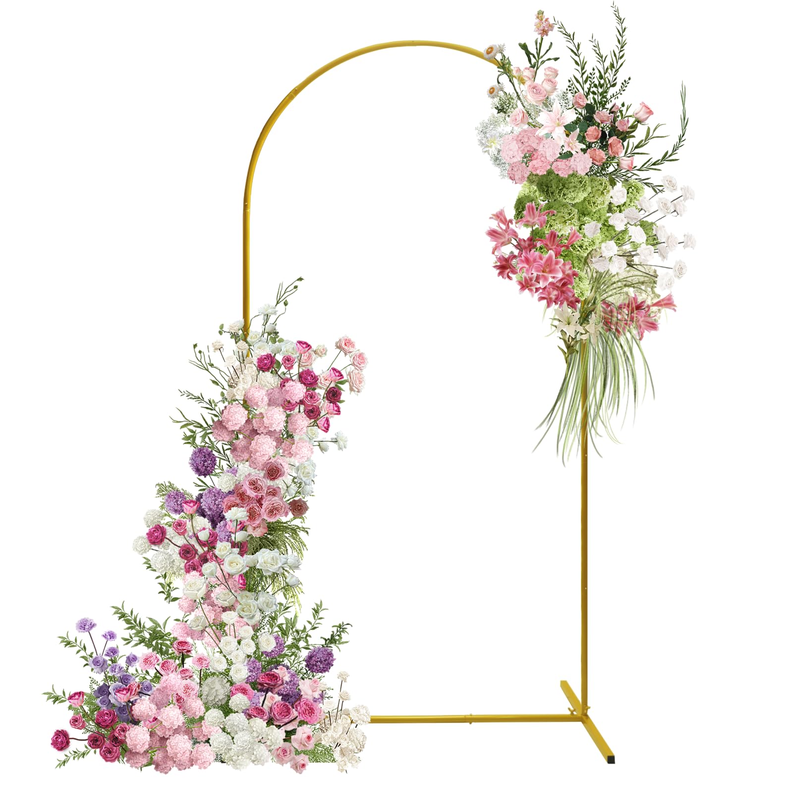 U+U 7.2FT Arch Backdrop Stand, Gold Arch Stand for Wedding Birthday Party Bridal Baby Shower Balloon Arch Decoration