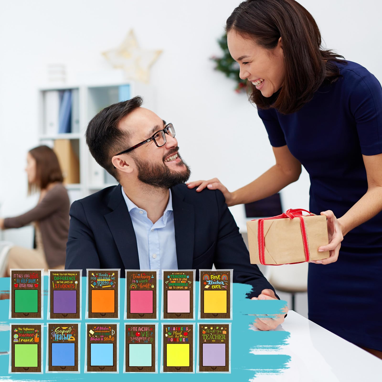 Motipuns Set di 24 supporti per appunti adesivi da scrivania per insegnanti, apprezzamento per insegnanti, con note adesive, regali di apprezzamento per insegnanti, regali per insegnanti, regali per