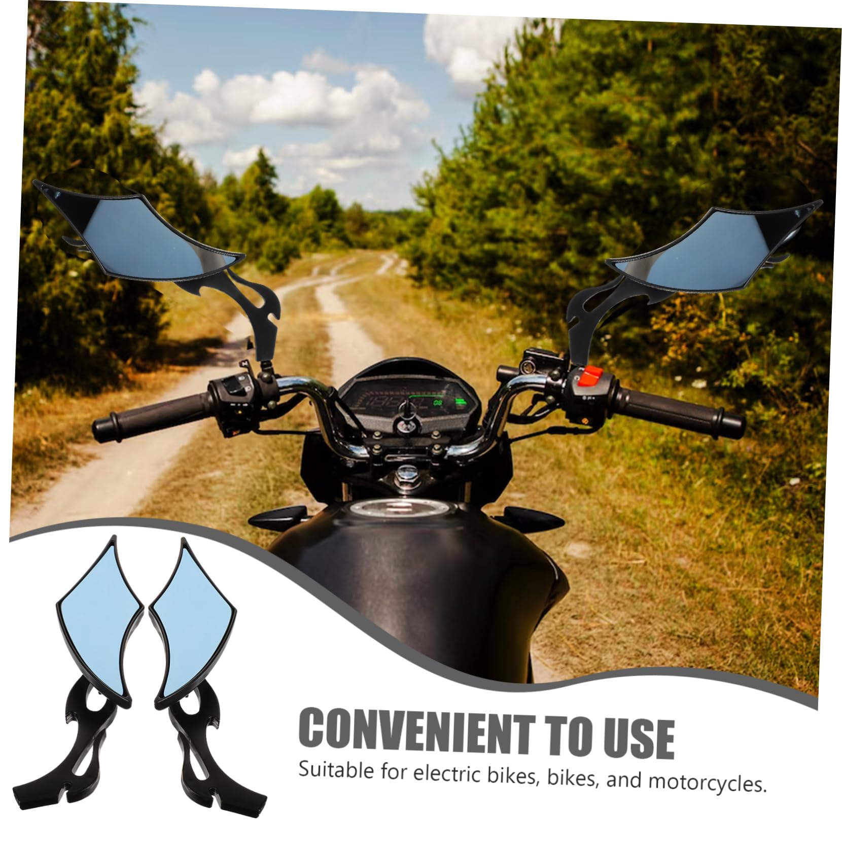 TOPBATHY Rétroviseurs de Guidon pour Vélo Électrique et Bicyclette, 2 Pièces, Noir, Abs et Verre, Robustes, Installation Facile