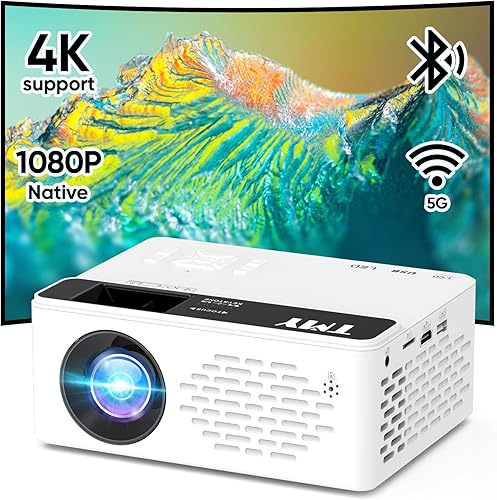 Miniatura 9 de TMY Proyector de 7500 lúmenes con pantalla de proyector de 100 pulgadas proyector portátil compatible con 1080P Full HD mini proyector de película