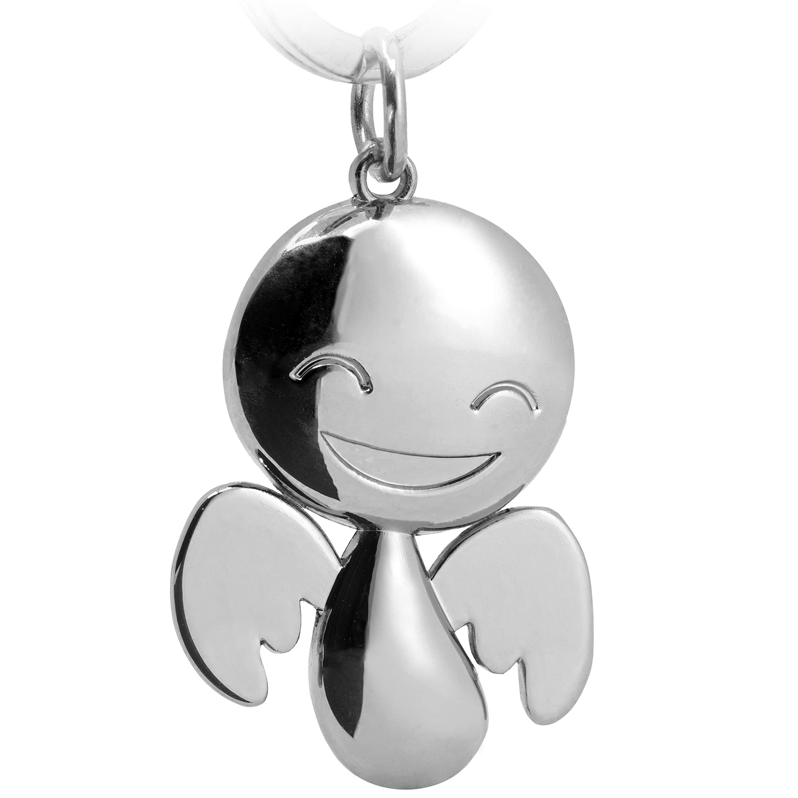 FABACH Guardian Angel Keyring Happy - Cute Angel Pendant Made of Metal - Gift Lucky Charm Car Driving Licence - Drive Carefully, silver, 1 item, cute