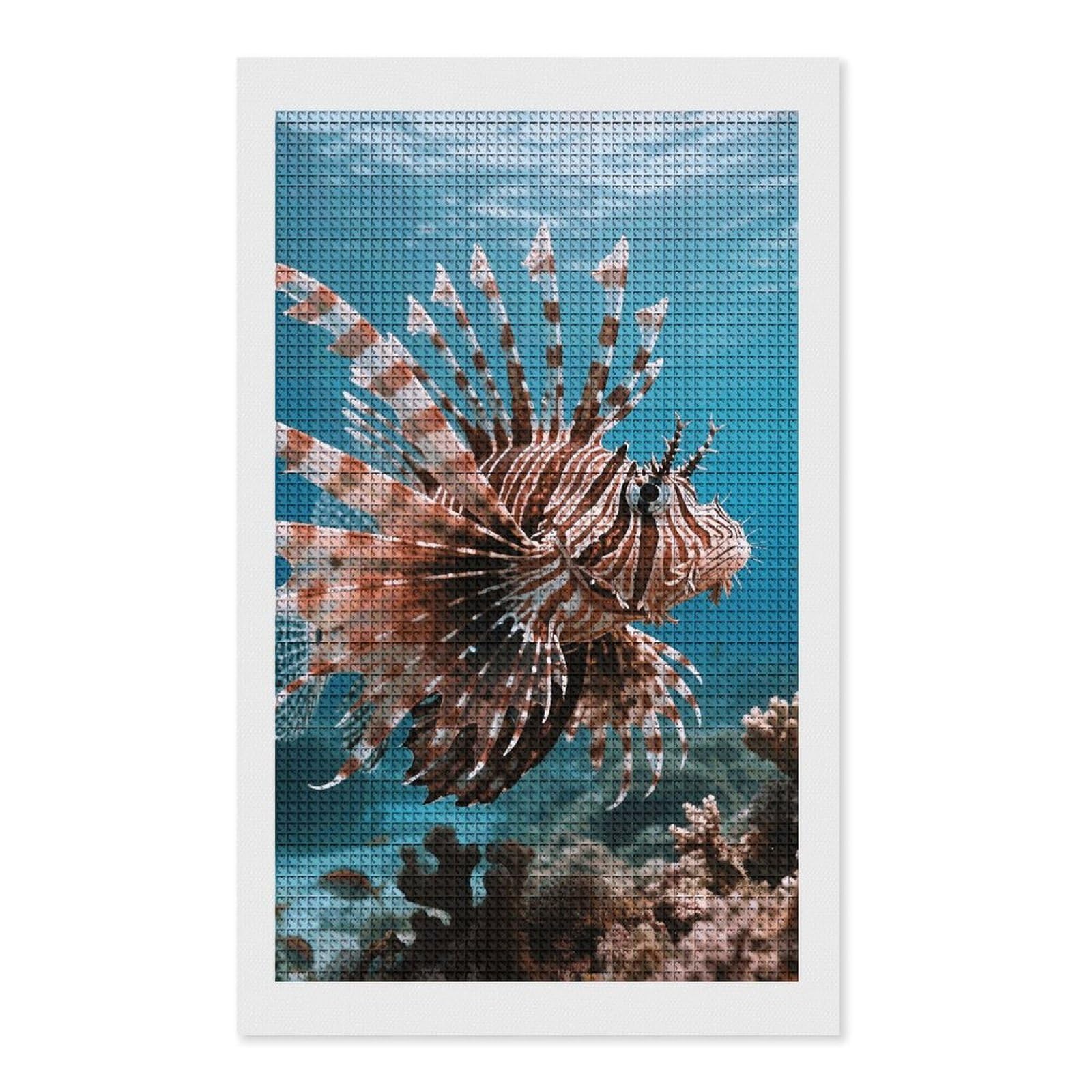 FodPand Lionfish 5D Diamond Painting Kits for Adults Beginners Full Drill Square Diamond Dots Pictures Gem Art Supplies for Home Wall Room Decoration DIY Craft Set Gift 12X20