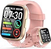 Reloj Inteligente Mujer Hombre, 1.95" Smartwatch con Llamadas Bluetooth y Notificación, 110+ Modos Deportivos Smart Watch con Podómetro/Pulsómetro/Sueño, IP68 Pulsera Actividad para Android iOS, Rosa