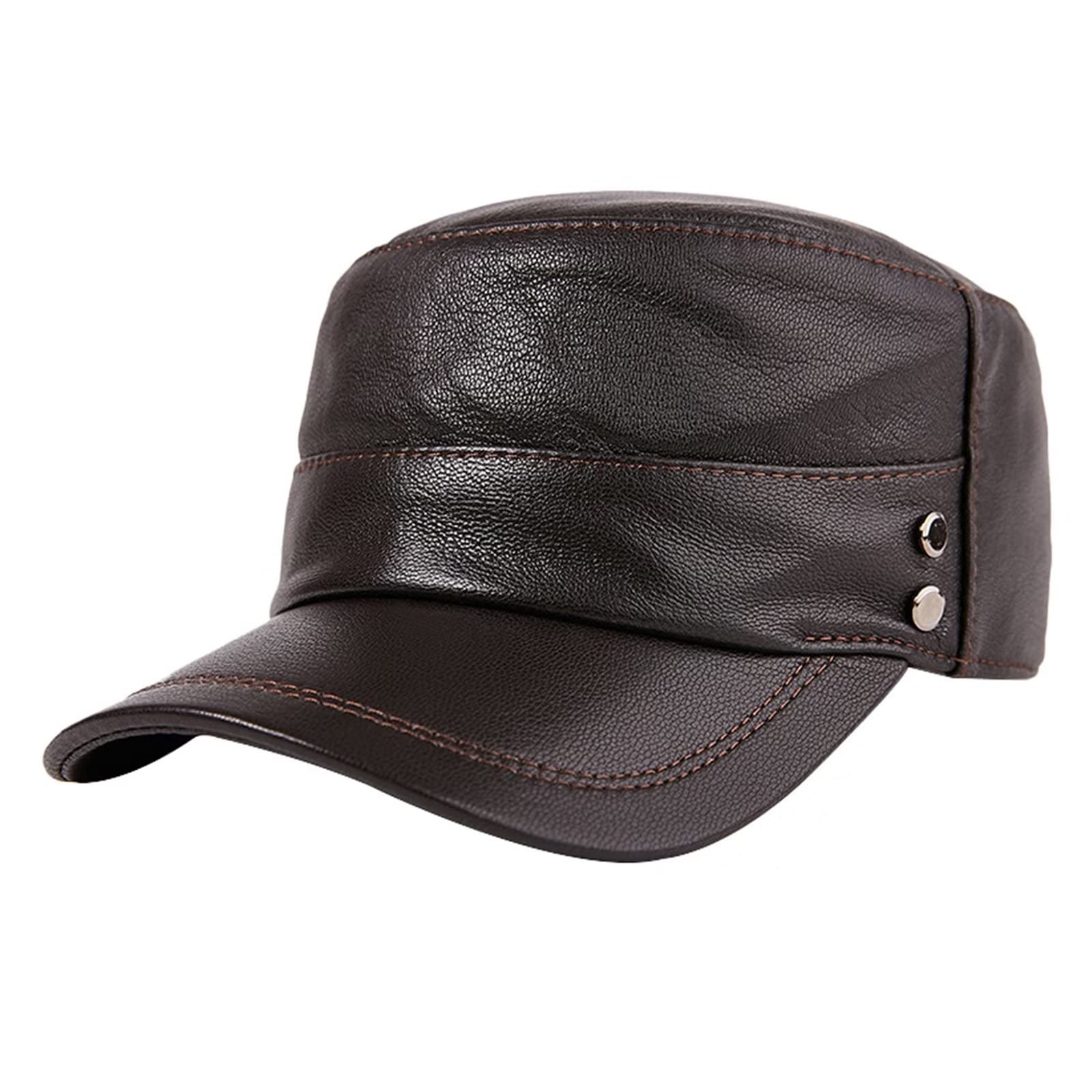 Cappello da Baseball Regolabile Cappello da Golf Classico in Pelle da Uomo Cappello Stile Militare con Visiera Cappello papà Sport all'aperto Cappello da Sole Casual Autunno Inverno