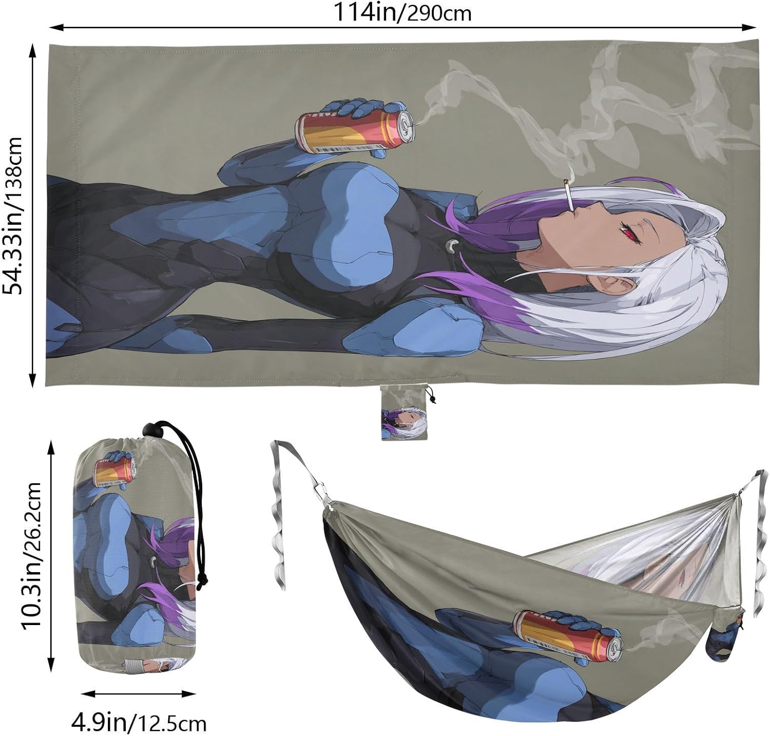 Anime Cool Girl Hammocks Foldable Swing Hammock for Camping Travel Accessories