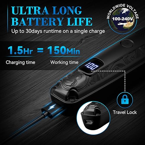 Vista 12 de Ufree - Cortadora de barba inalámbrica para hombres, maquina de afeitar eléctrica impermeable para nariz, cuerpo, cara y bigote, kit de aseo plateado