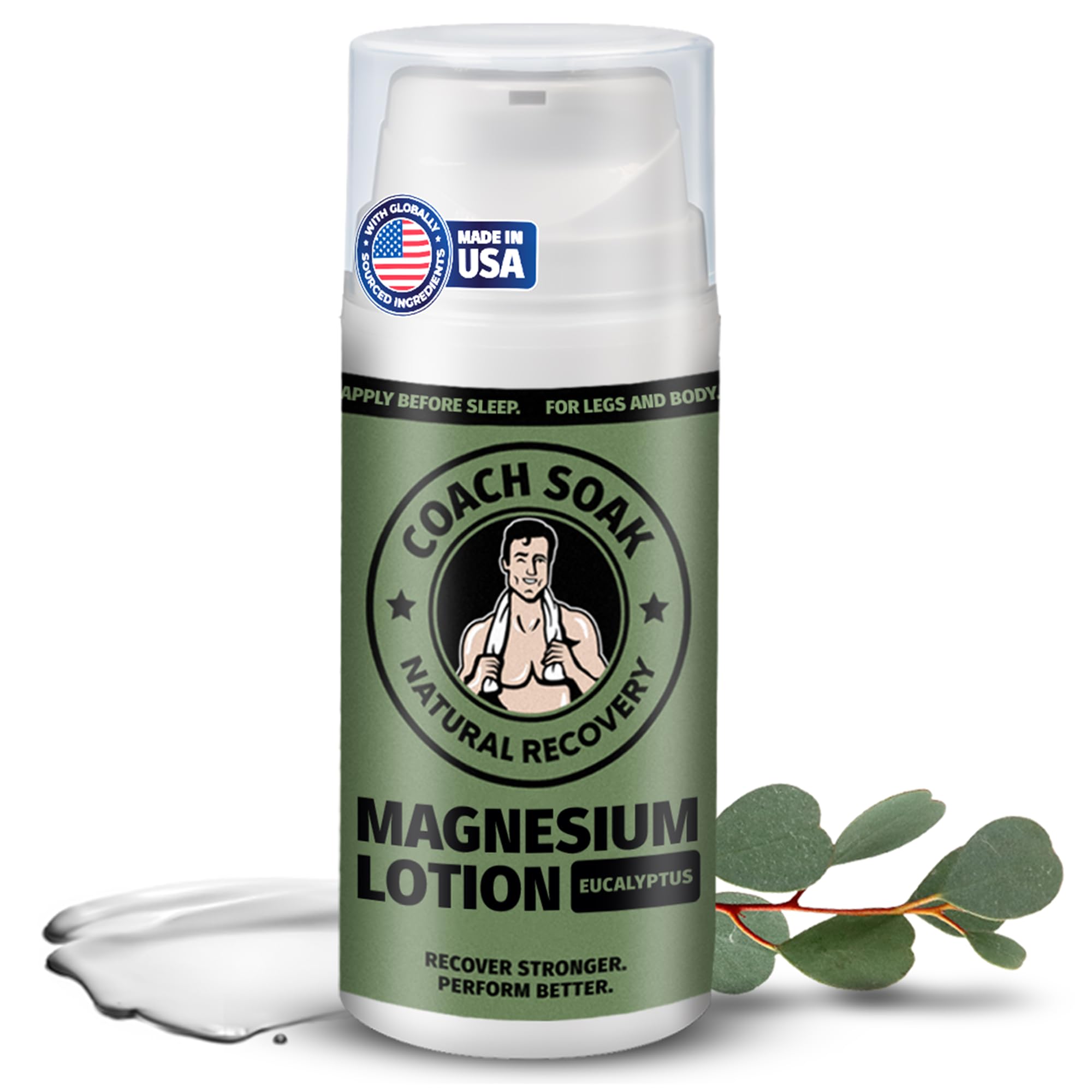 Coach Soak Magnesium Lotion with MSM & Menthol, Eucalyptus 3.4oz