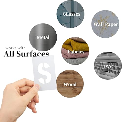 Miniatura 6 de Kit de plantillas de números de letras de 138 piezas, plantillas de pintura de alfabeto de plástico reutilizables de 2 pulgadas, plantillas de