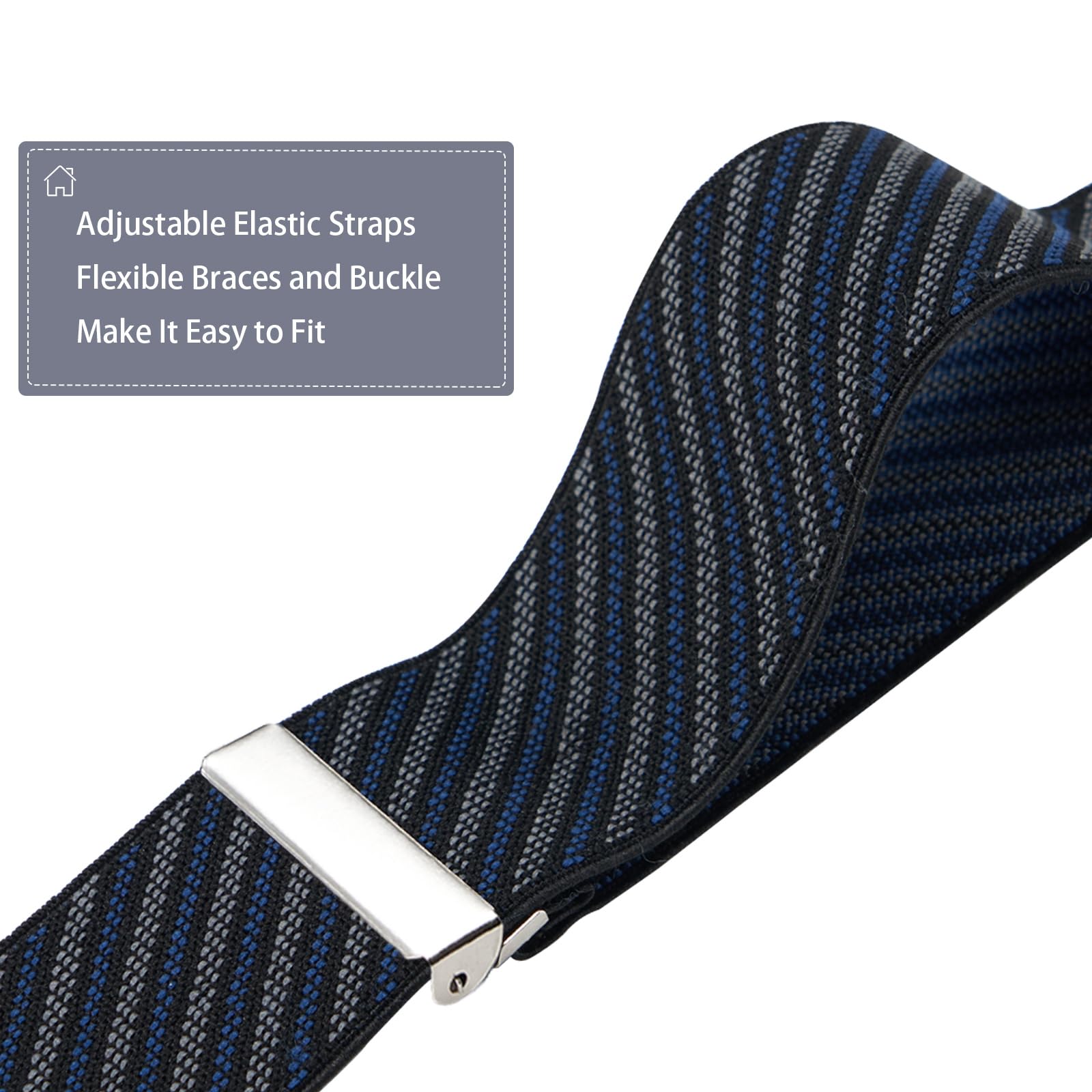 Dresime Bretelle da Uomo per pantaloni con 4 clip forti 4 cm di larghezza, per Uomini e Donne Grandi e alti Larghezza Regolabile di Elastiche e Forma a X Elastica