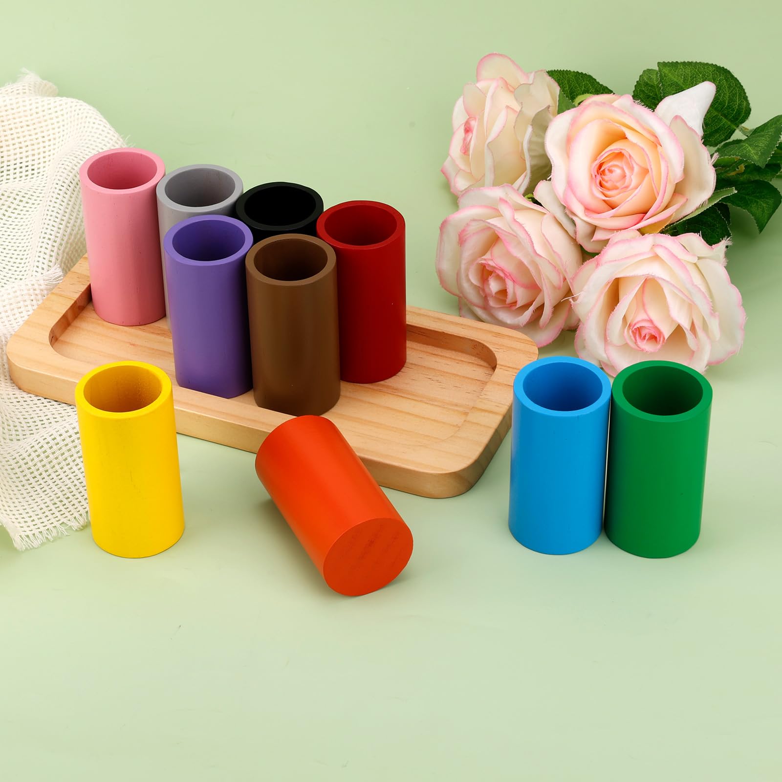 Bois Porte Crayons de Couleur, Crayon Rangement Organisateur avec 10 Amovible Compartiments Tasse Stylo Support pour Enfants Bureau Maison École Fourniture