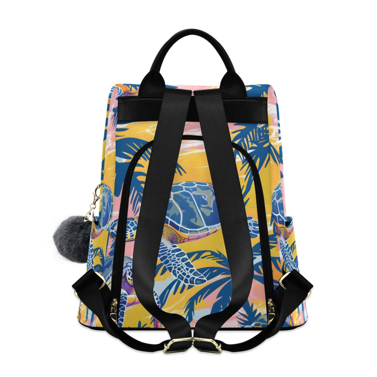 Sea Turtles Palm Trees Backpack for Women Anti Theft Large Fashion Travel Shoulder Bag Purse Rucksack Lightweight