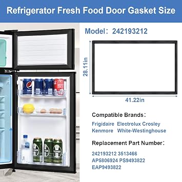 Upgraded 242193212 Refrigerator Door Gasket Replacement for 242193212, 3513466, AP5806924, PS9493822, EAP9493822 Compatible with Frigidaire Kenmore Crosley Refrigerator Door Seal